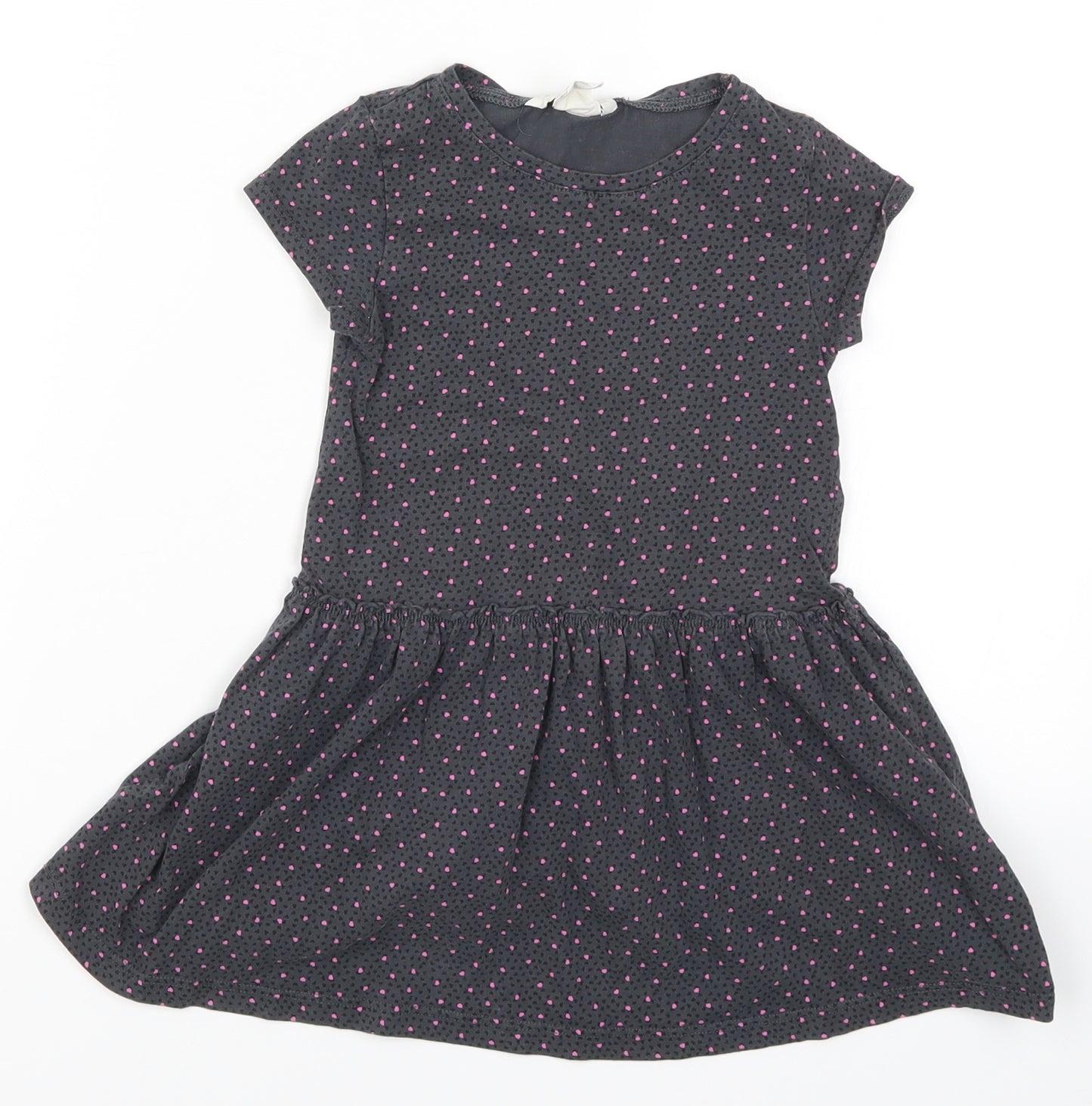H&M Girls Grey Geometric  Skater Dress  Size 3-4 Years  - Love Hearts