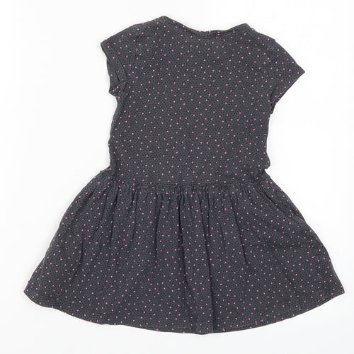 H&M Girls Grey Geometric  Skater Dress  Size 3-4 Years  - Love Hearts