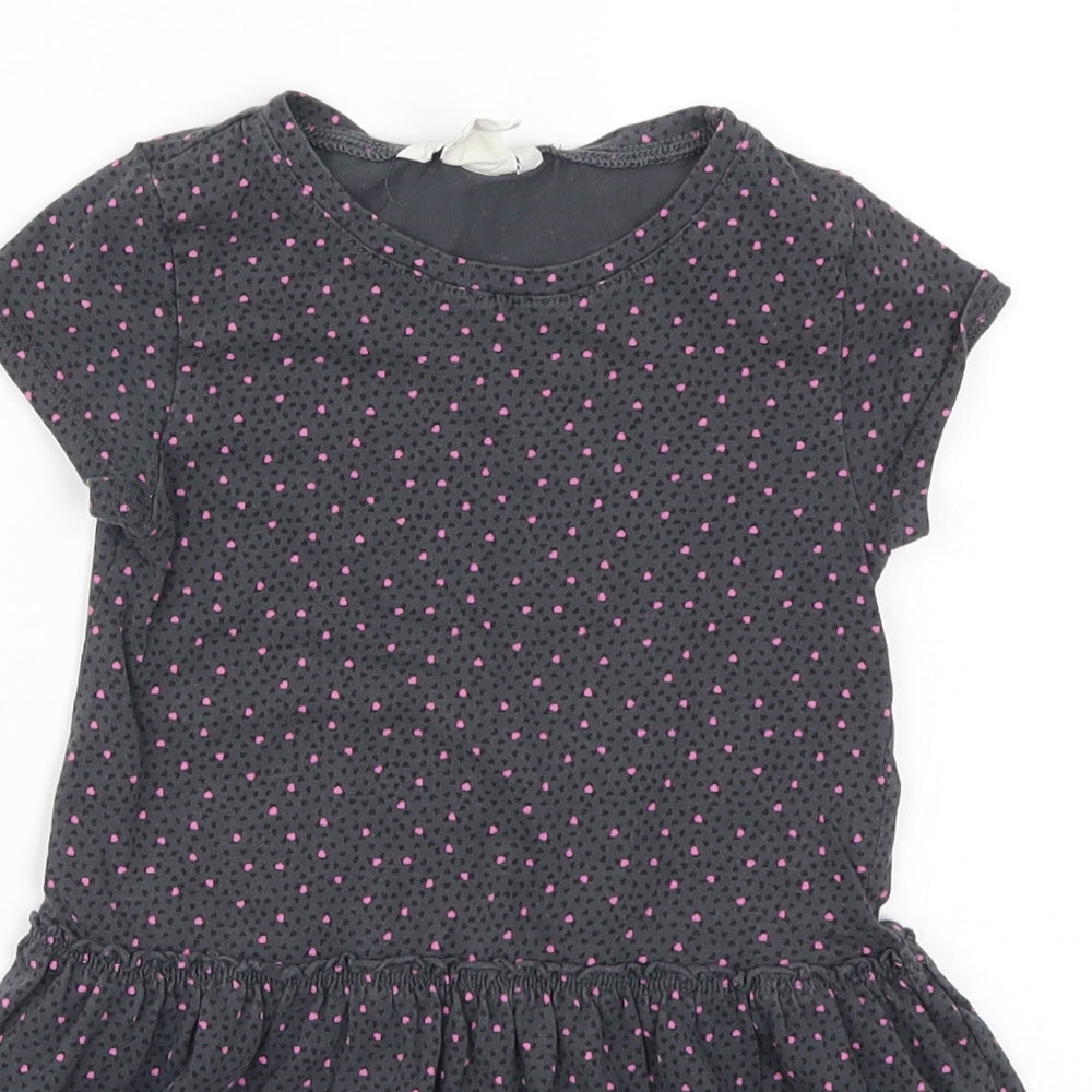 H&M Girls Grey Geometric  Skater Dress  Size 3-4 Years  - Love Hearts