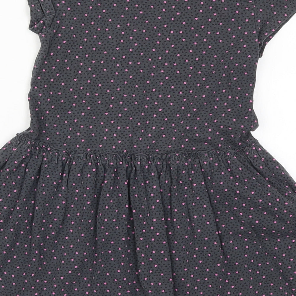 H&M Girls Grey Geometric  Skater Dress  Size 3-4 Years  - Love Hearts