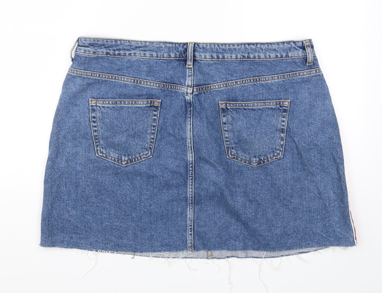 Denim Co Womens Blue Striped Denim Mini Skirt Size 18  - Red Side Stripe