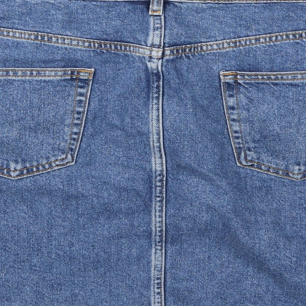 Denim Co Womens Blue Striped Denim Mini Skirt Size 18  - Red Side Stripe