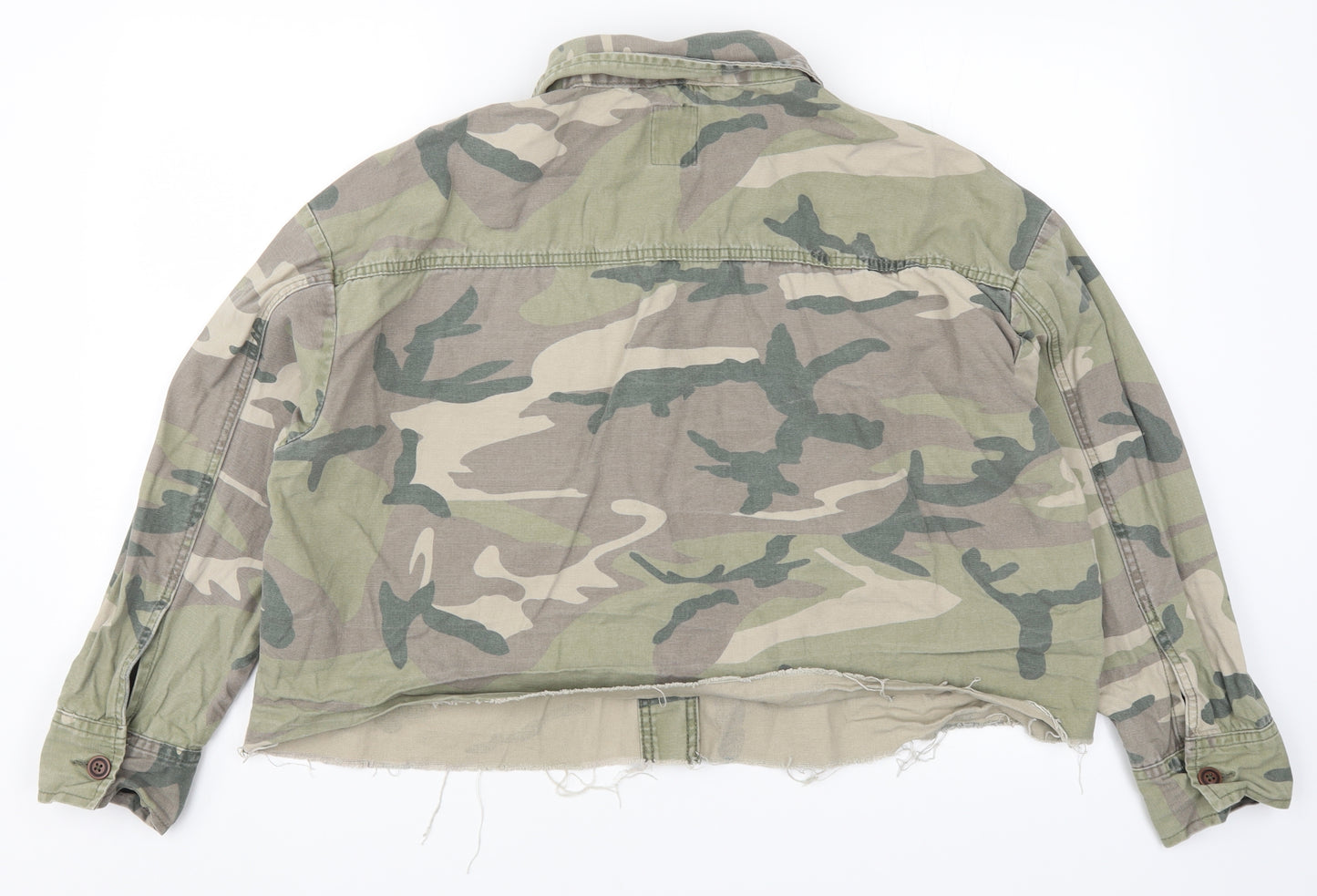 Primark Womens Green Camouflage Denim Jacket  Size 14