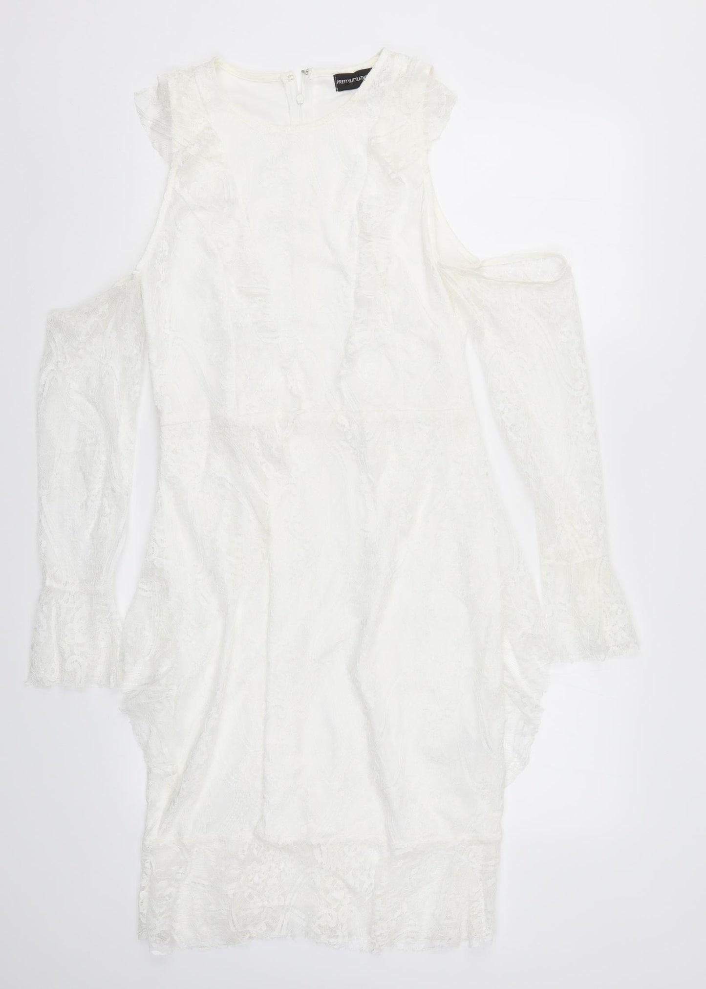 PRETTYLITTLETHING Womens White  Lace Pencil Dress  Size 14