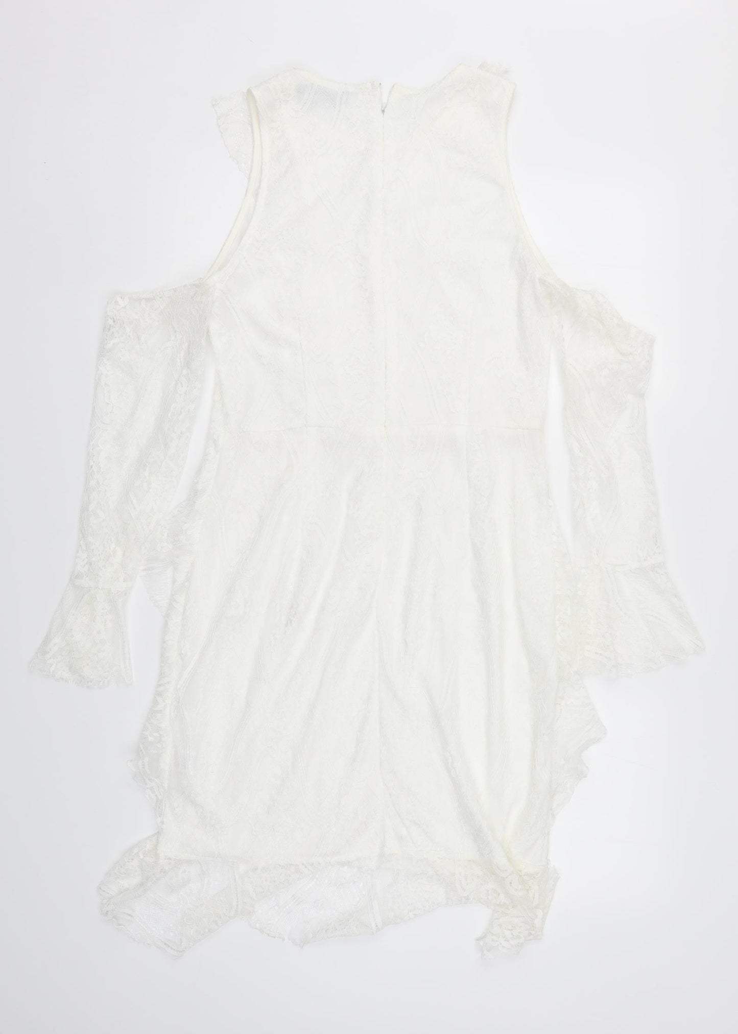 PRETTYLITTLETHING Womens White  Lace Pencil Dress  Size 14