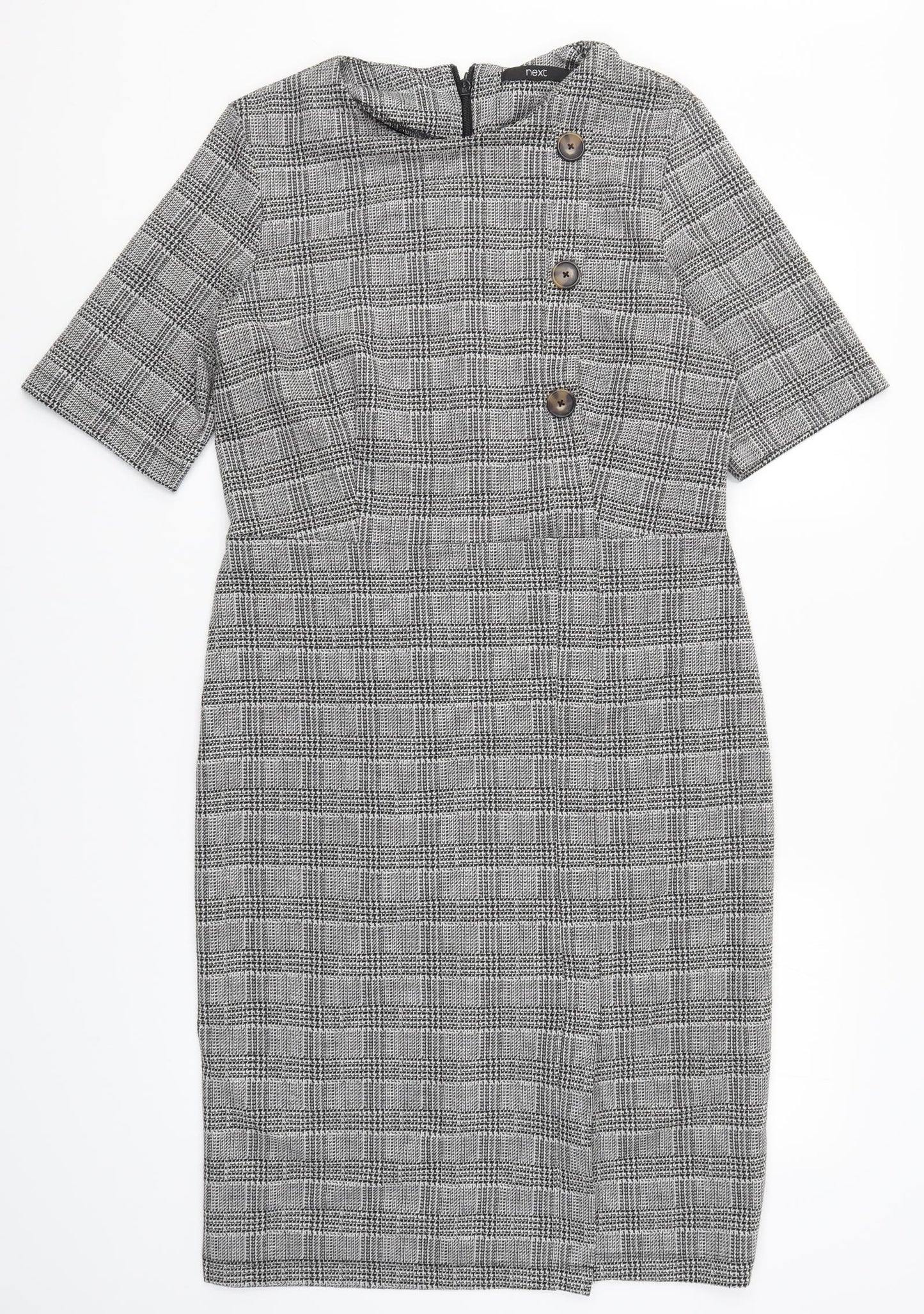 NEXT Womens Grey Check  Pencil Dress  Size 14