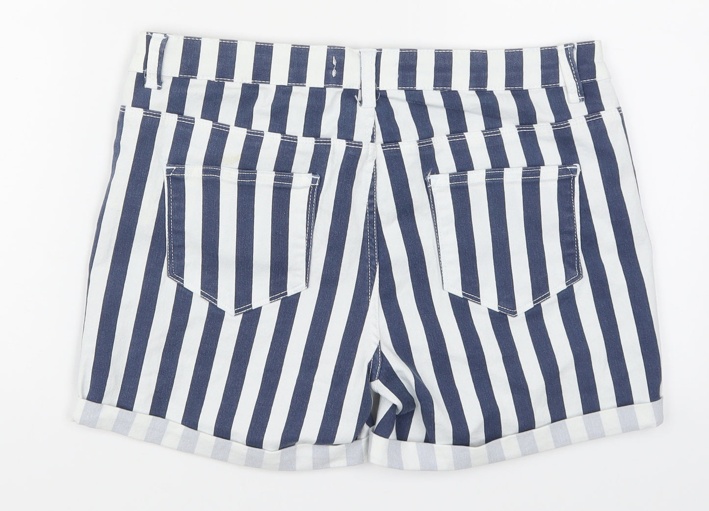 Denim Co Womens Blue Striped Denim Mom Shorts Size 14