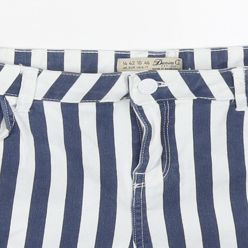 Denim Co Womens Blue Striped Denim Mom Shorts Size 14