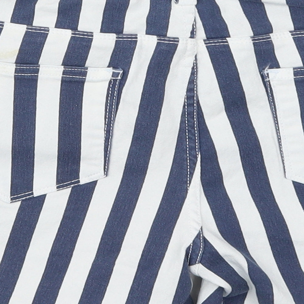 Denim Co Womens Blue Striped Denim Mom Shorts Size 14
