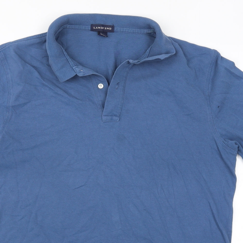 Lands end Mens Blue    Polo Size L
