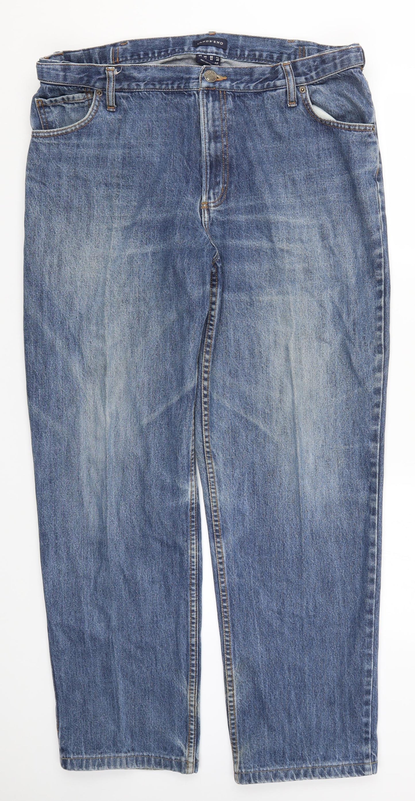 Lands End Mens Blue  Denim Straight Jeans Size 40 L30 in