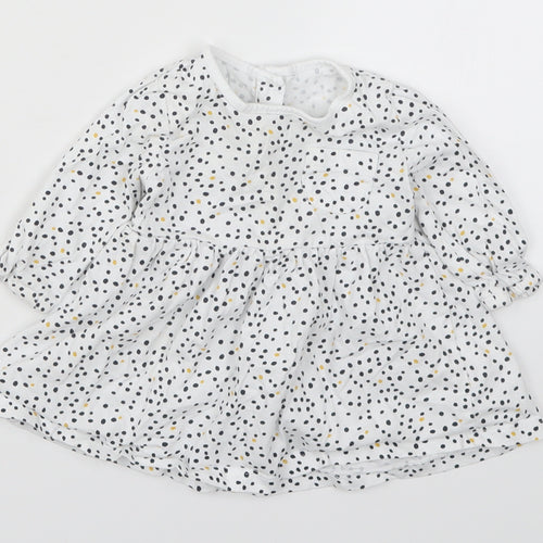 Matalan Girls White Polka Dot  Skater Dress  Size 3-6 Months