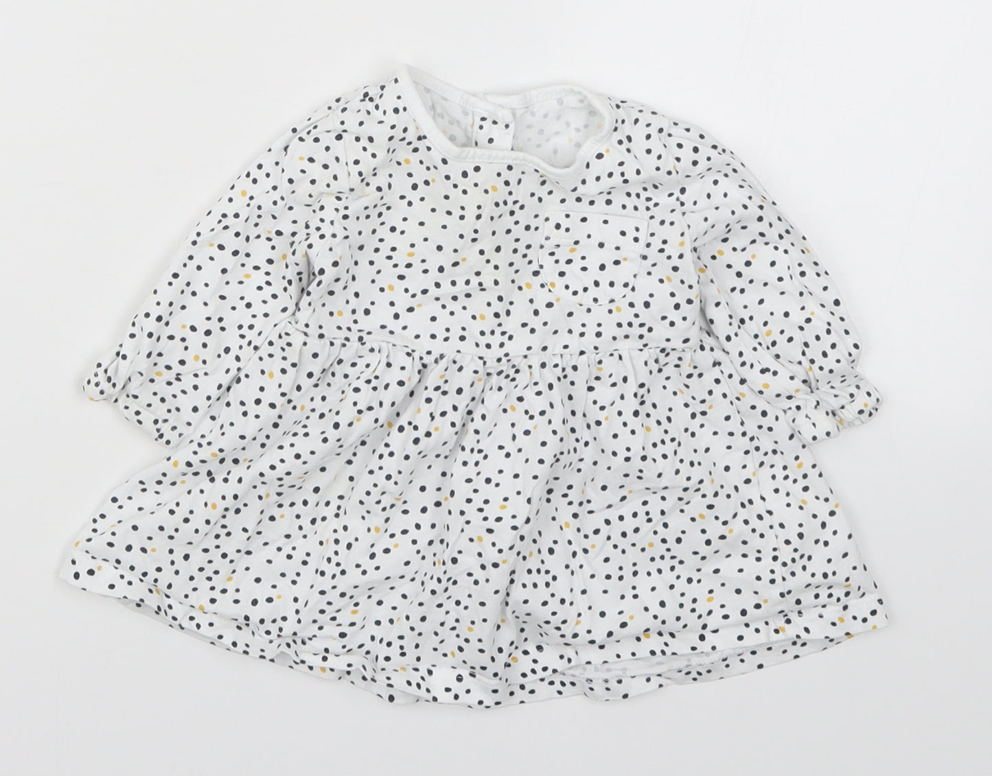 Matalan Girls White Polka Dot  Skater Dress  Size 3-6 Months