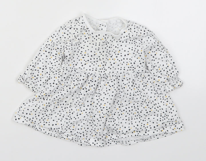 Matalan Girls White Polka Dot  Skater Dress  Size 3-6 Months