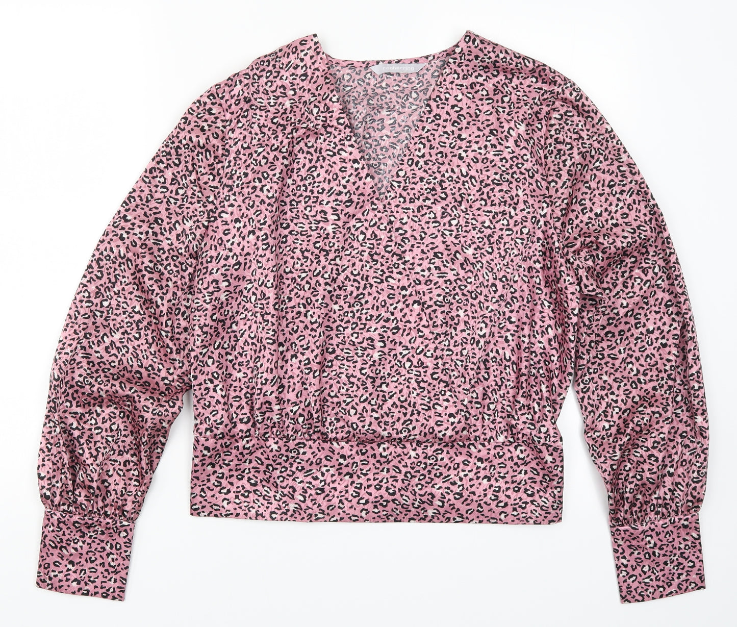 Red Herring Womens Pink Animal Print  Basic Blouse Size 16
