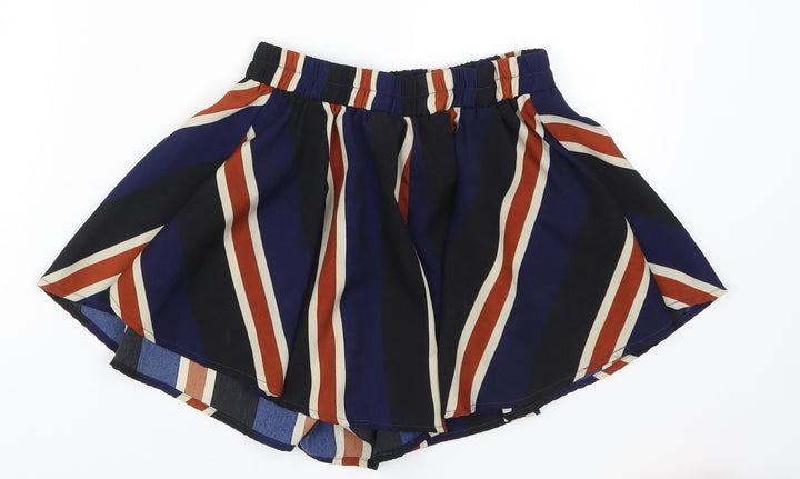 PRETTYLITTLETHING Womens Blue Striped Hot Pants Shorts Size 6