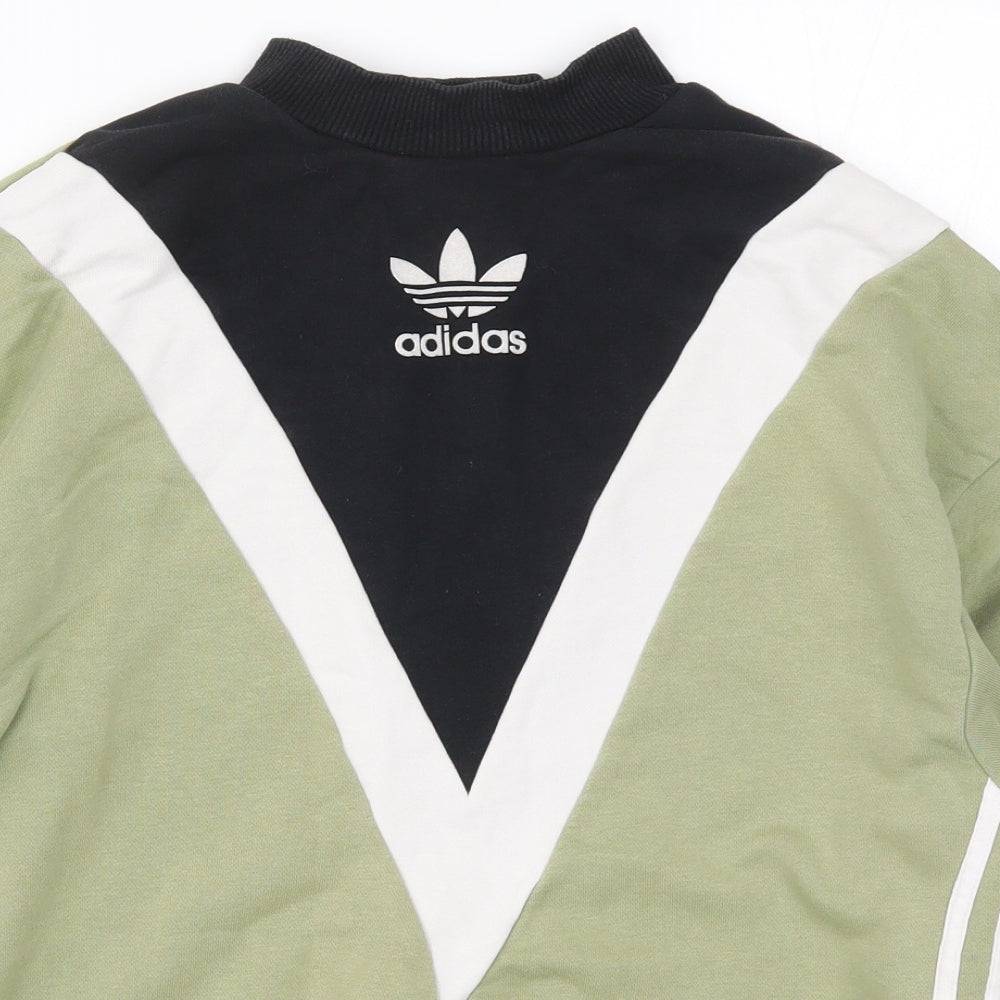 adidas Womens Green Colourblock  Pullover Sweatshirt Size 6