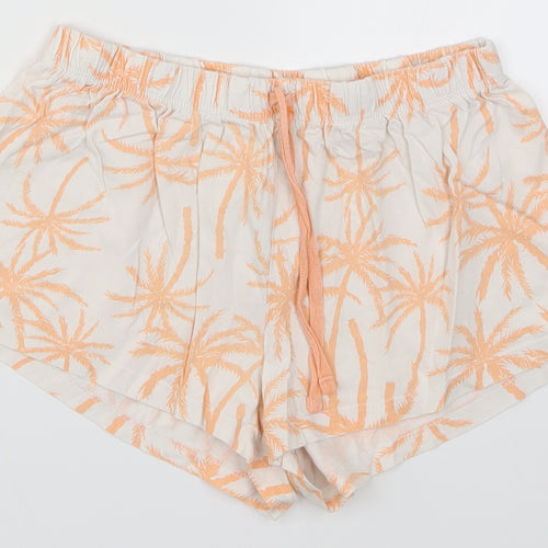 Primark Womens Orange   Sweat Shorts Size 6 - Palm Tree Loungewear