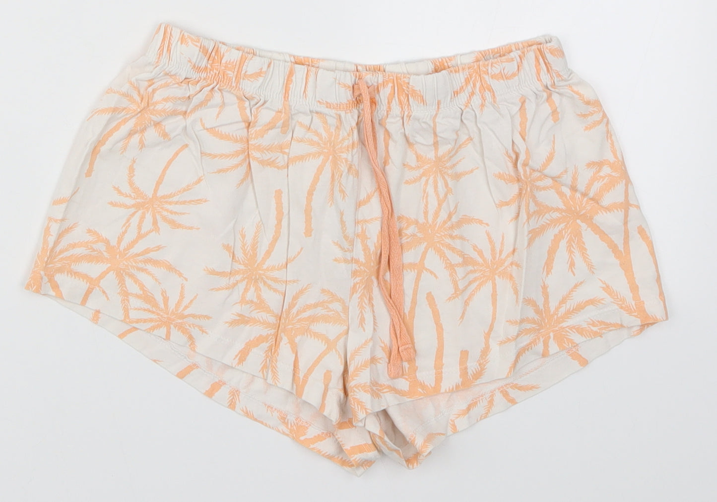 Primark Womens Orange   Sweat Shorts Size 6 - Palm Tree Loungewear