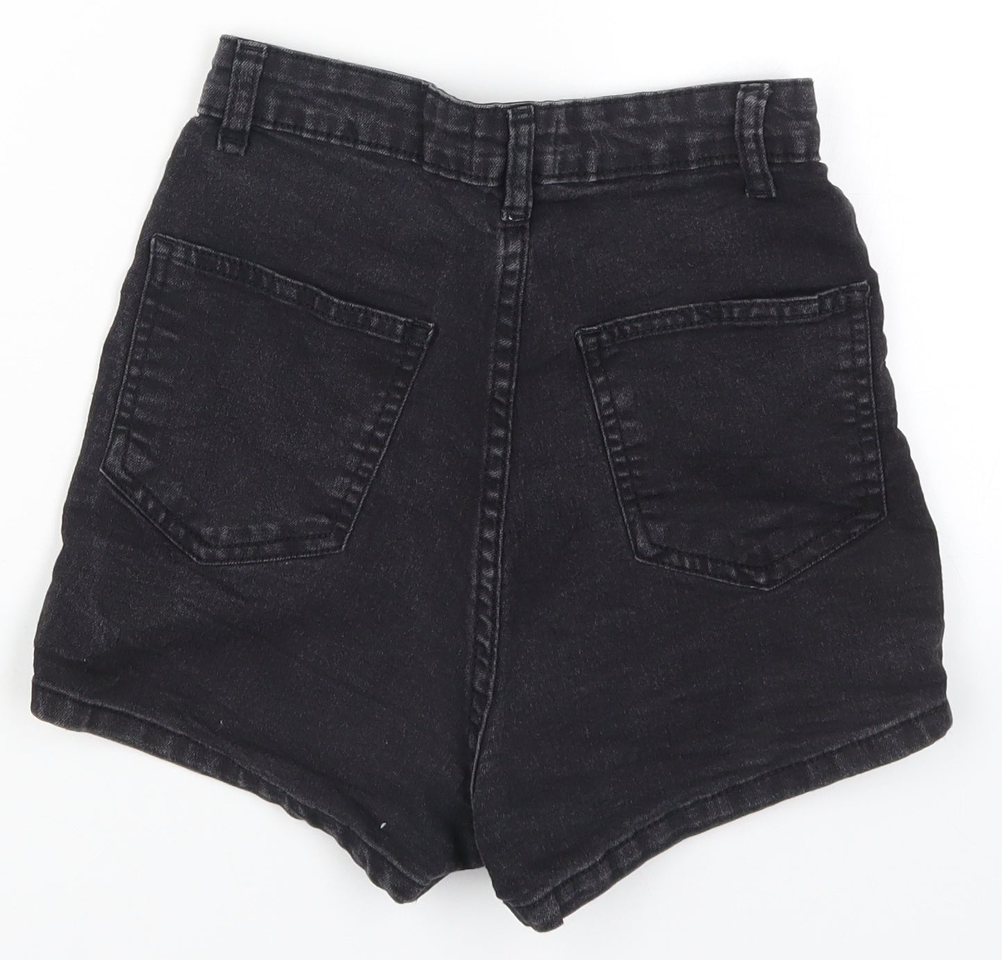 PRETTYLITTLETHING Womens Black  Denim Hot Pants Shorts Size 6