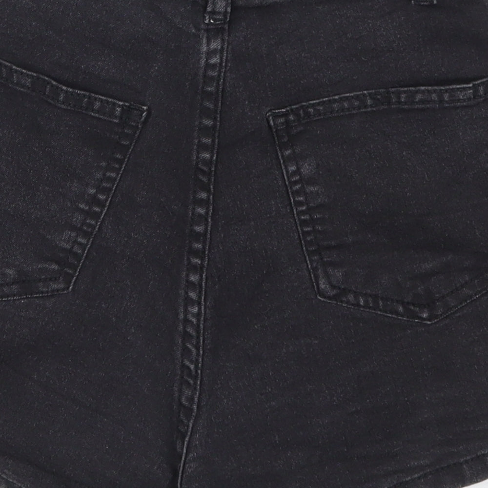 PRETTYLITTLETHING Womens Black  Denim Hot Pants Shorts Size 6