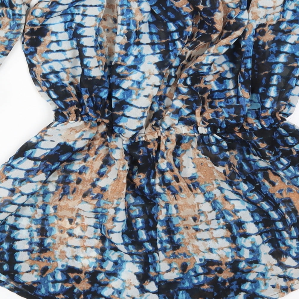 Boohoo Womens Blue Geometric  Playsuit One-Piece Size S