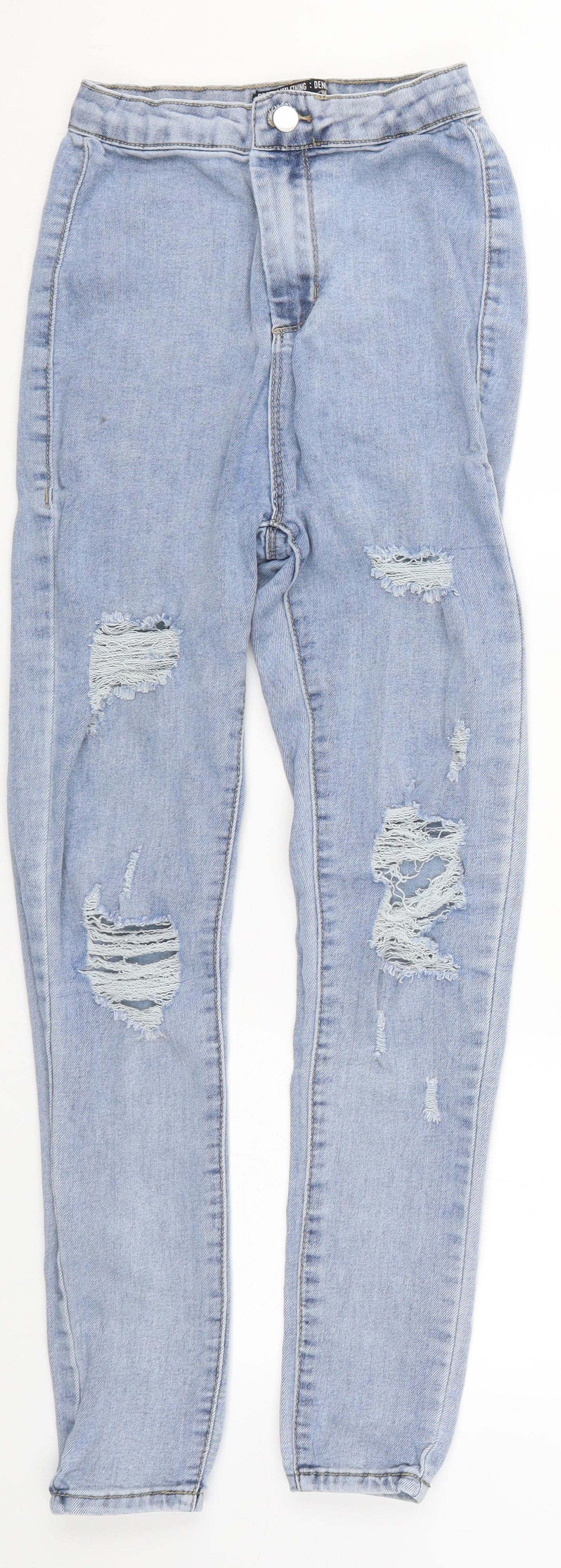 PRETTYLITTLETHING Womens Blue  Denim Skinny Jeans Size 10 L26 in