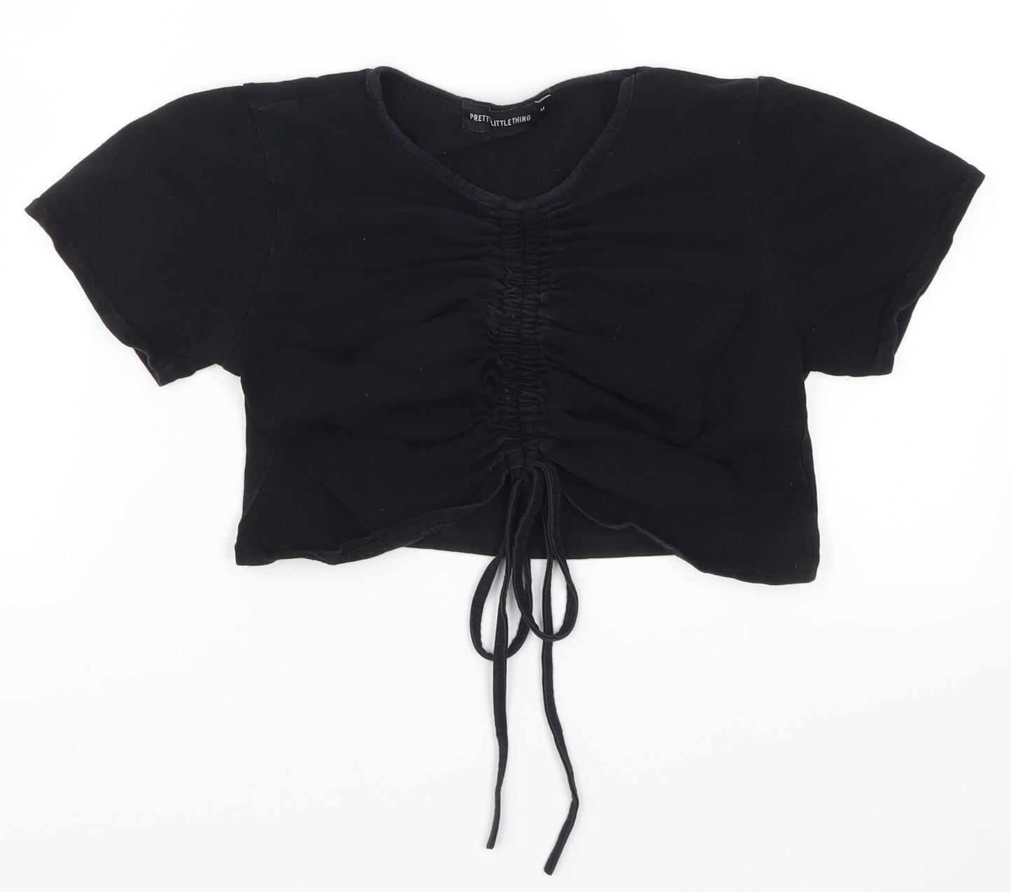 PRETTYLITTLETHING Womens Black   Cropped T-Shirt Size M