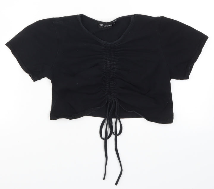 PRETTYLITTLETHING Womens Black   Cropped T-Shirt Size M
