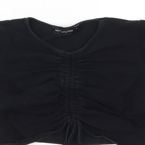 PRETTYLITTLETHING Womens Black   Cropped T-Shirt Size M