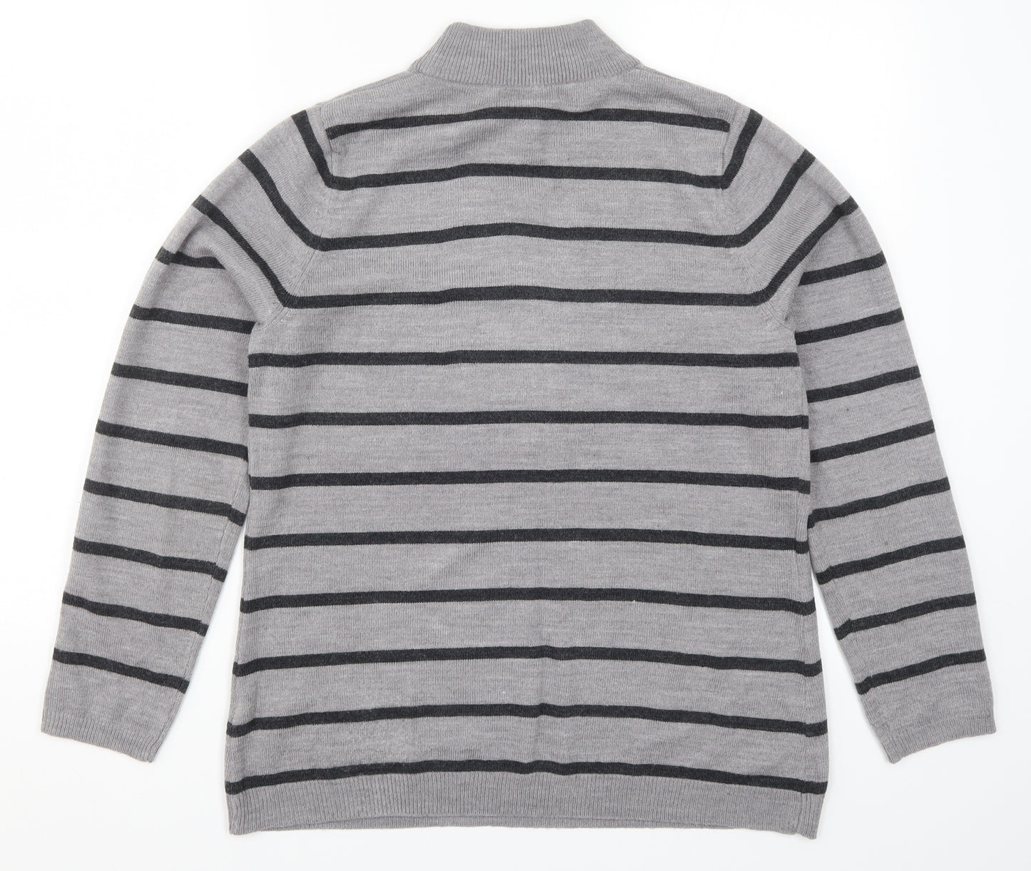 Papaya Womens Grey Striped Knit Pullover Jumper Size 14
