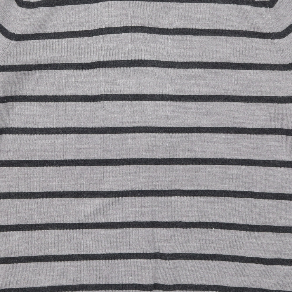 Papaya Womens Grey Striped Knit Pullover Jumper Size 14