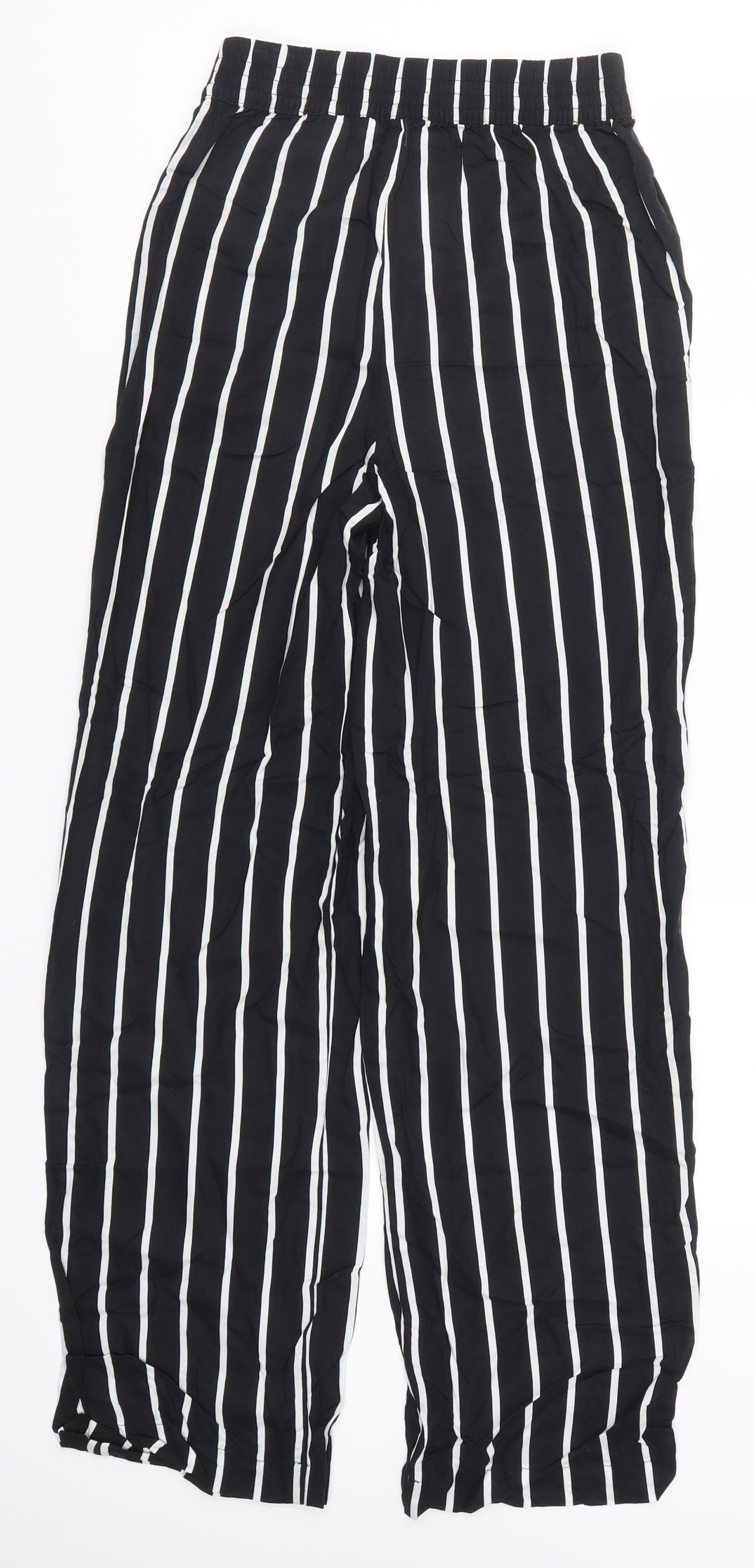 H&M Womens Black Striped  Trousers  Size 4 L28 in