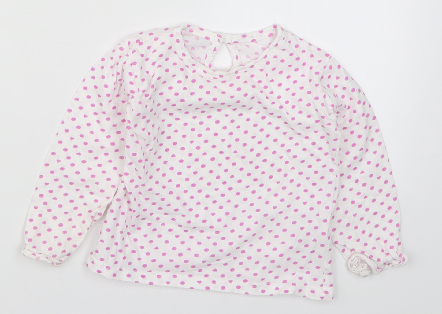 Marks and Spencer Girls Pink Polka Dot  Basic T-Shirt Size 18-24 Months