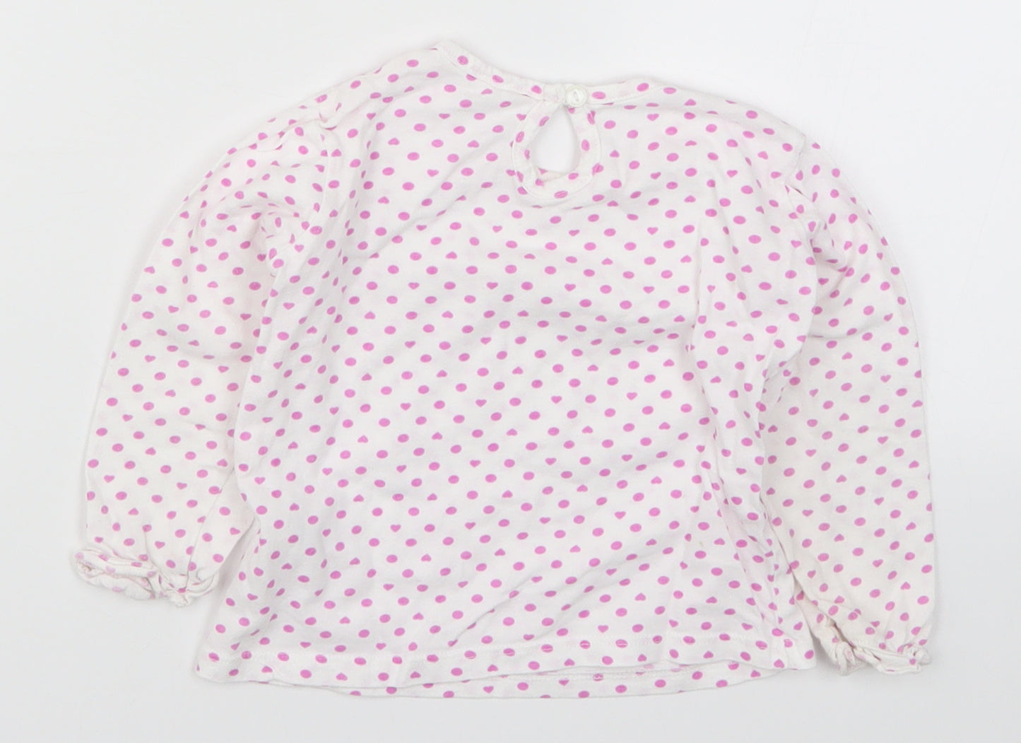 Marks and Spencer Girls Pink Polka Dot  Basic T-Shirt Size 18-24 Months