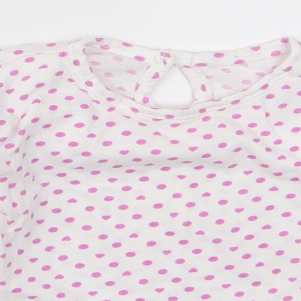 Marks and Spencer Girls Pink Polka Dot  Basic T-Shirt Size 18-24 Months
