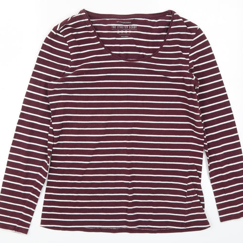 Atmosphere Womens Red Striped  Basic T-Shirt Size 14  - Burgundy