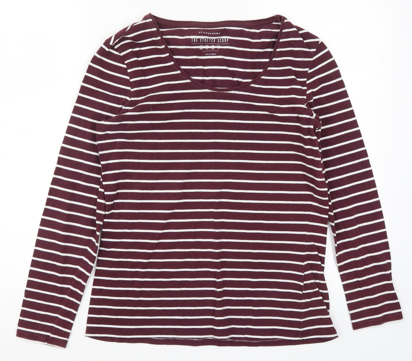 Atmosphere Womens Red Striped  Basic T-Shirt Size 14  - Burgundy
