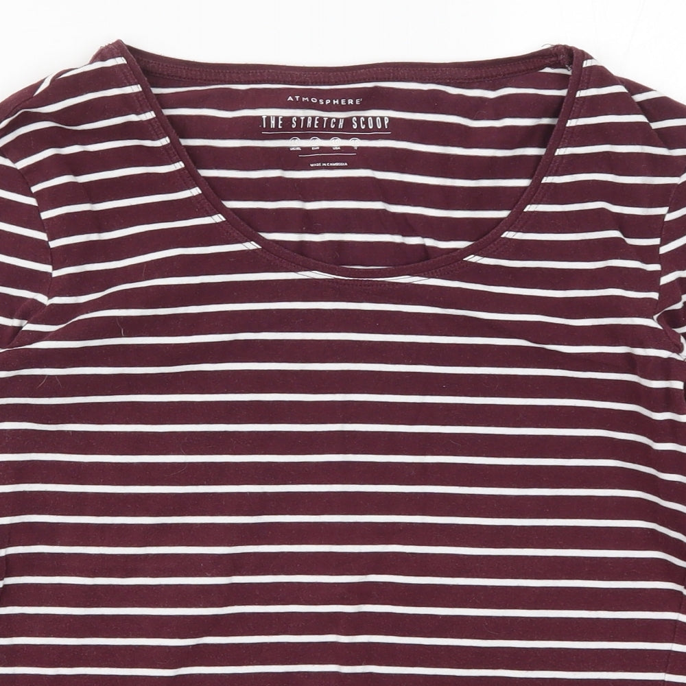Atmosphere Womens Red Striped  Basic T-Shirt Size 14  - Burgundy
