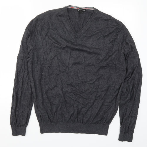 Palm Grove Mens Grey  Knit Pullover Jumper Size L