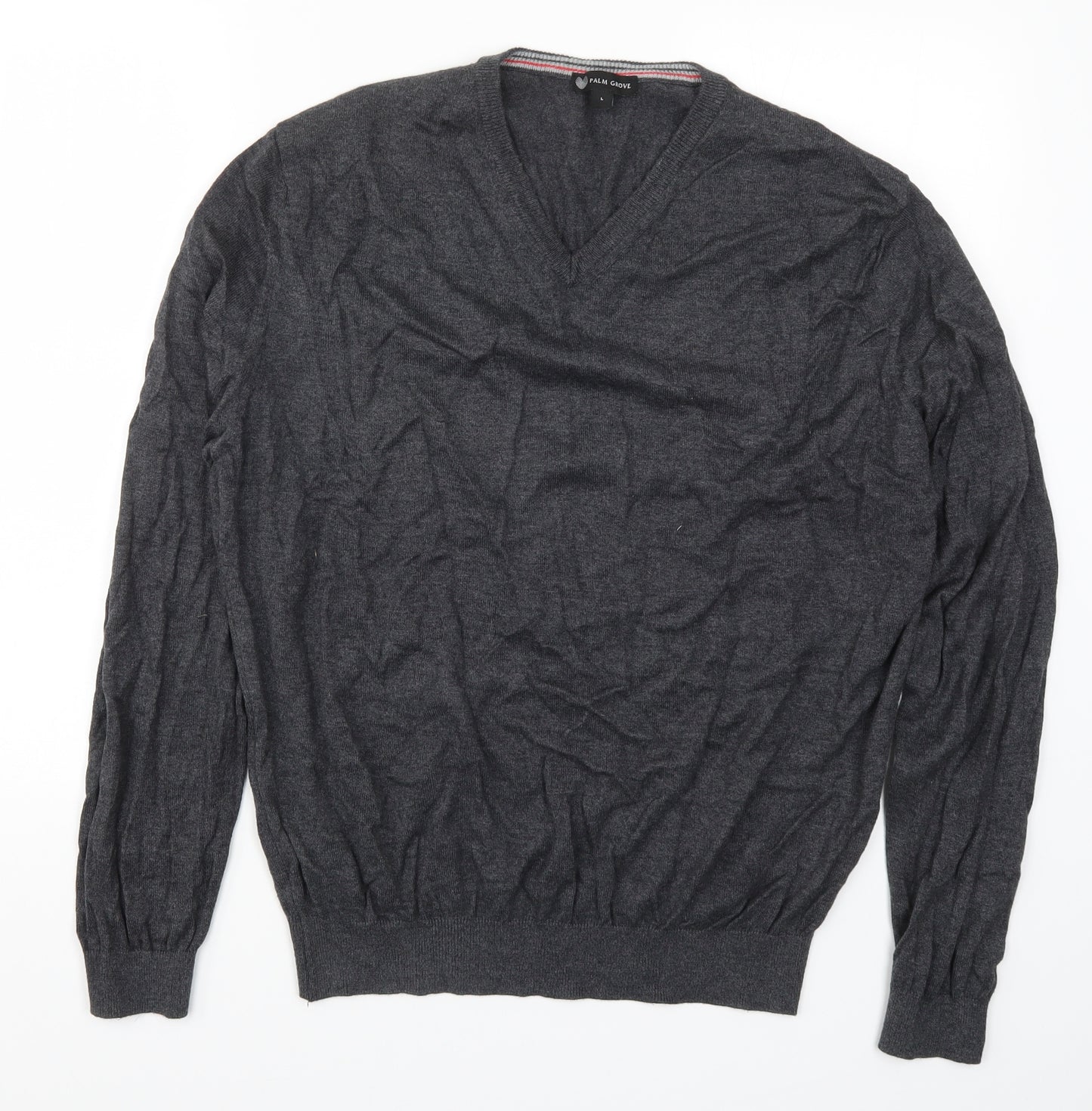 Palm Grove Mens Grey  Knit Pullover Jumper Size L