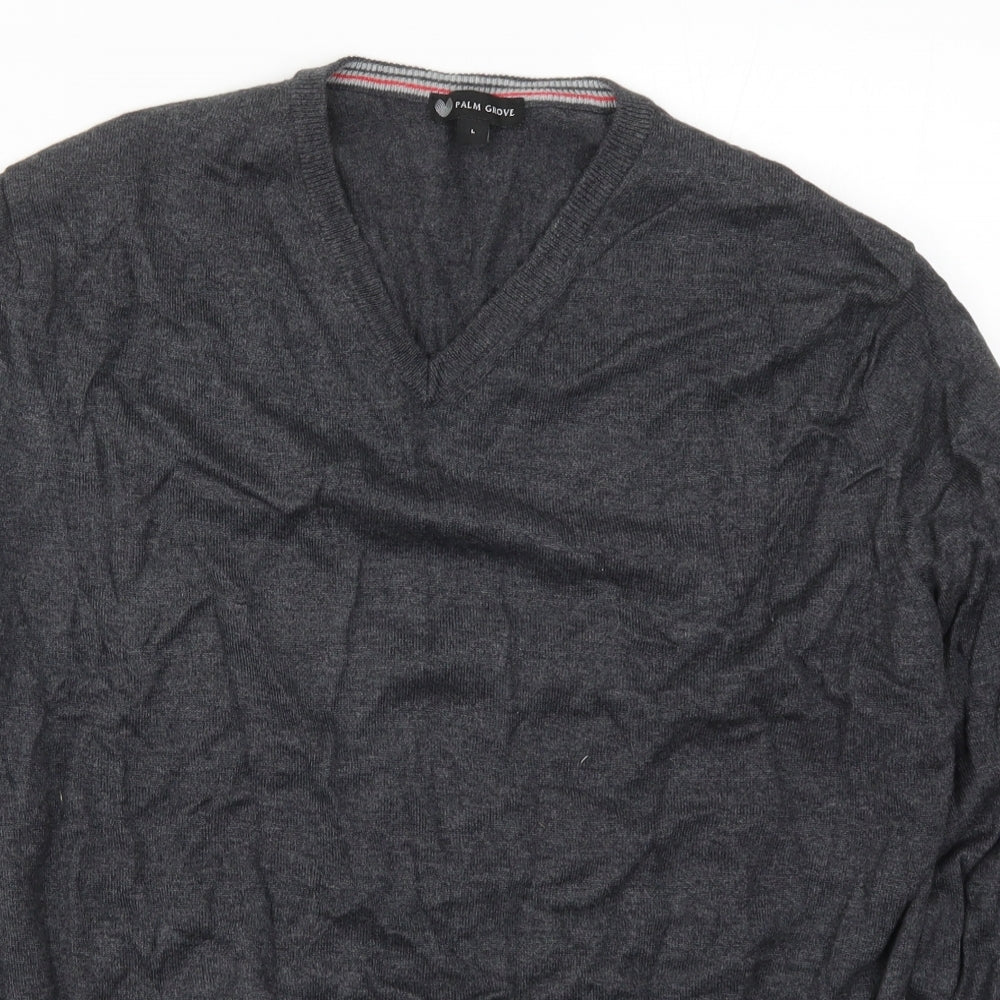 Palm Grove Mens Grey  Knit Pullover Jumper Size L