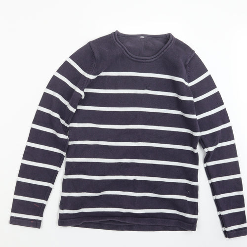 BHS Womens Blue Striped Knit Pullover Jumper Size 8