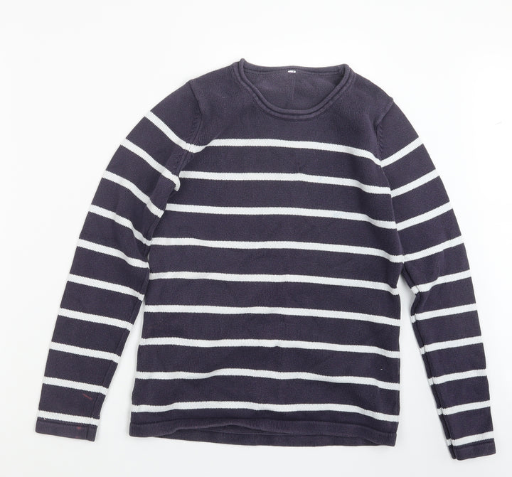 BHS Womens Blue Striped Knit Pullover Jumper Size 8