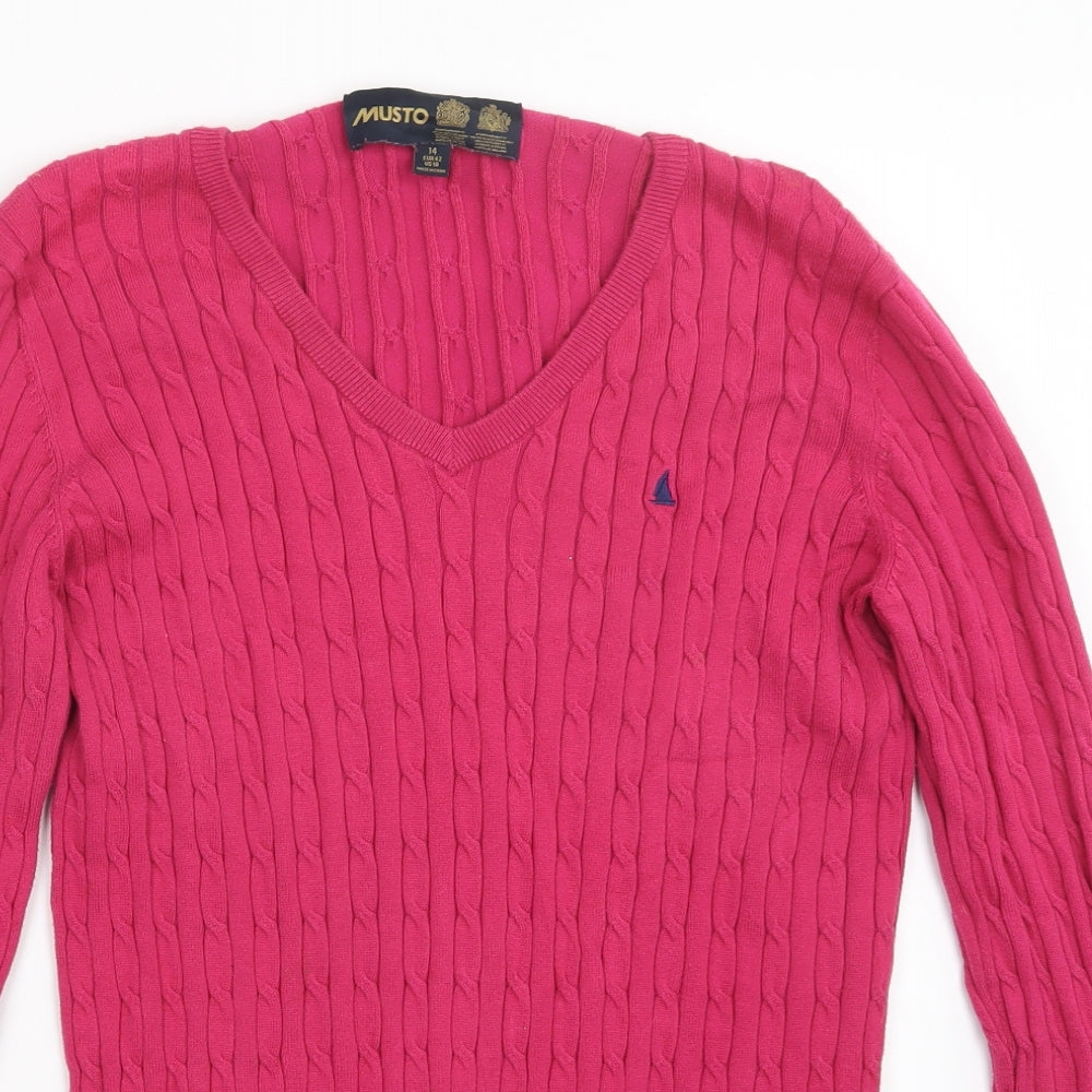 MUSTO Womens Pink  Knit Pullover Jumper Size 14