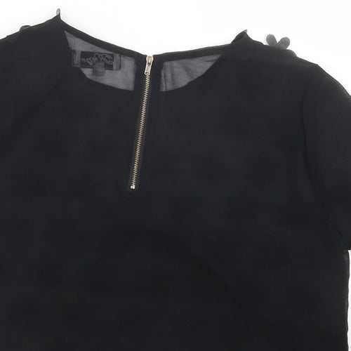 Madam Rage Womens Black  Mesh Cropped Blouse Size 12