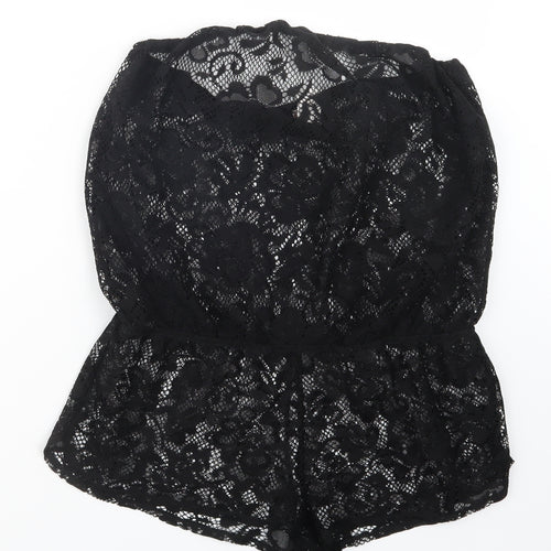 Ocean Club Womens Black  Lace Playsuit One-Piece Size 10  - Beach Cover Up