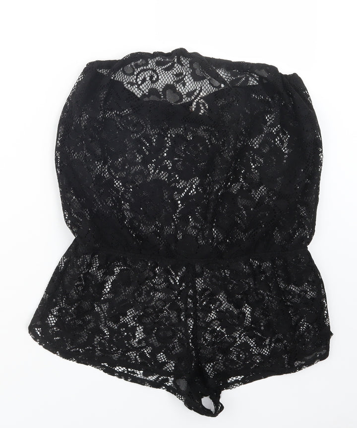 Ocean Club Womens Black  Lace Playsuit One-Piece Size 10  - Beach Cover Up
