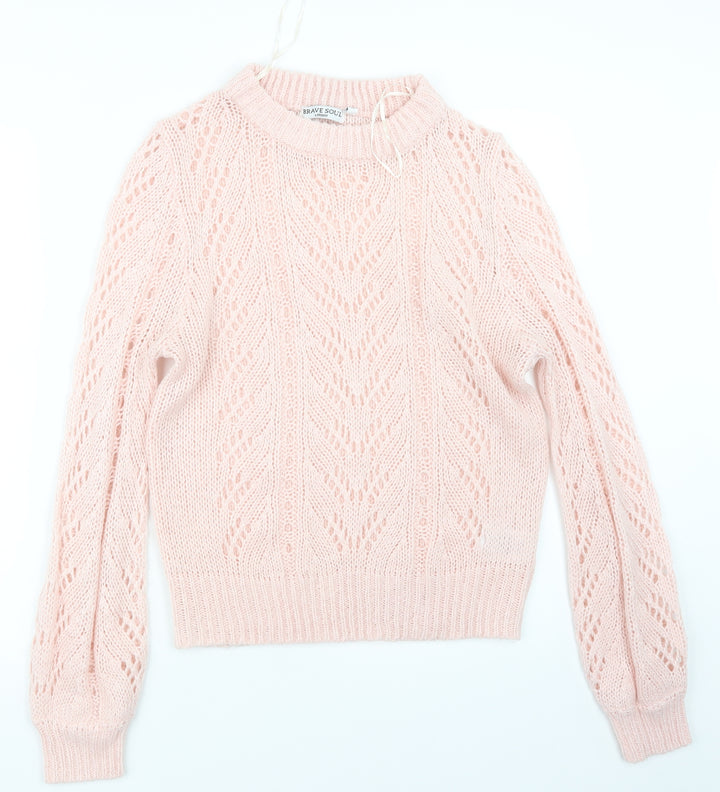 Brave Soul Womens Pink  Knit Pullover Jumper Size 14