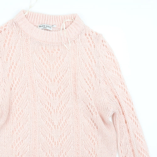 Brave Soul Womens Pink  Knit Pullover Jumper Size 14